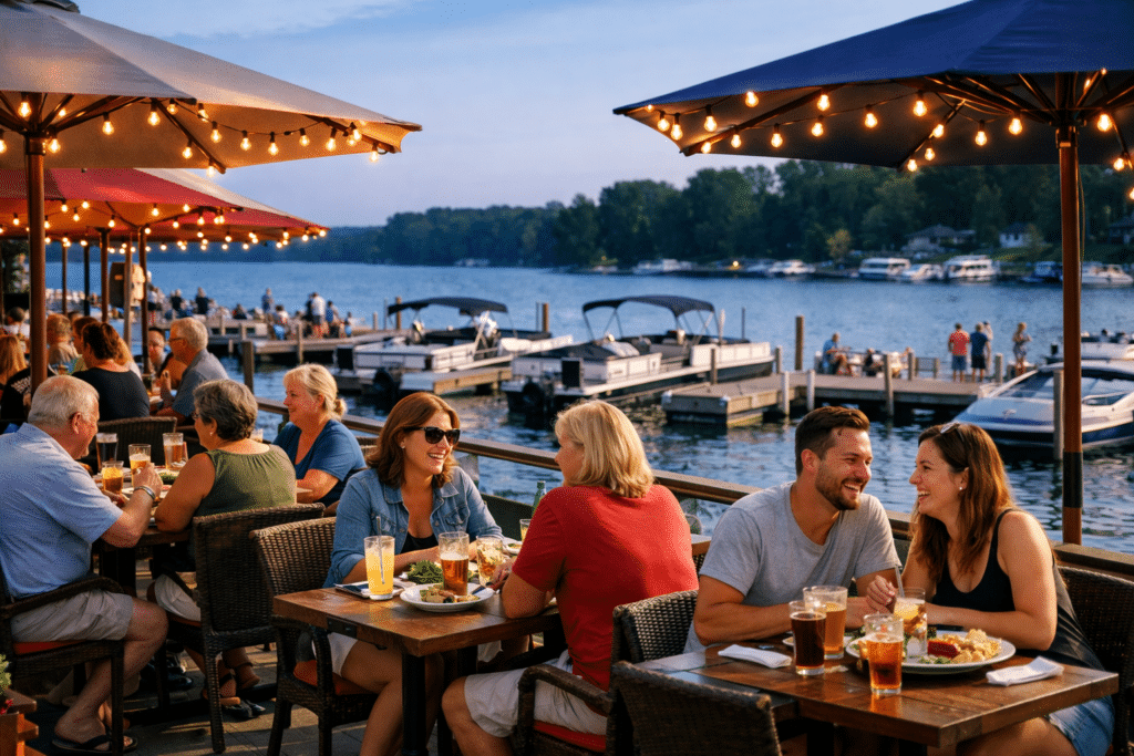 RVers and Campers enjoying Lake of the Ozark views and food