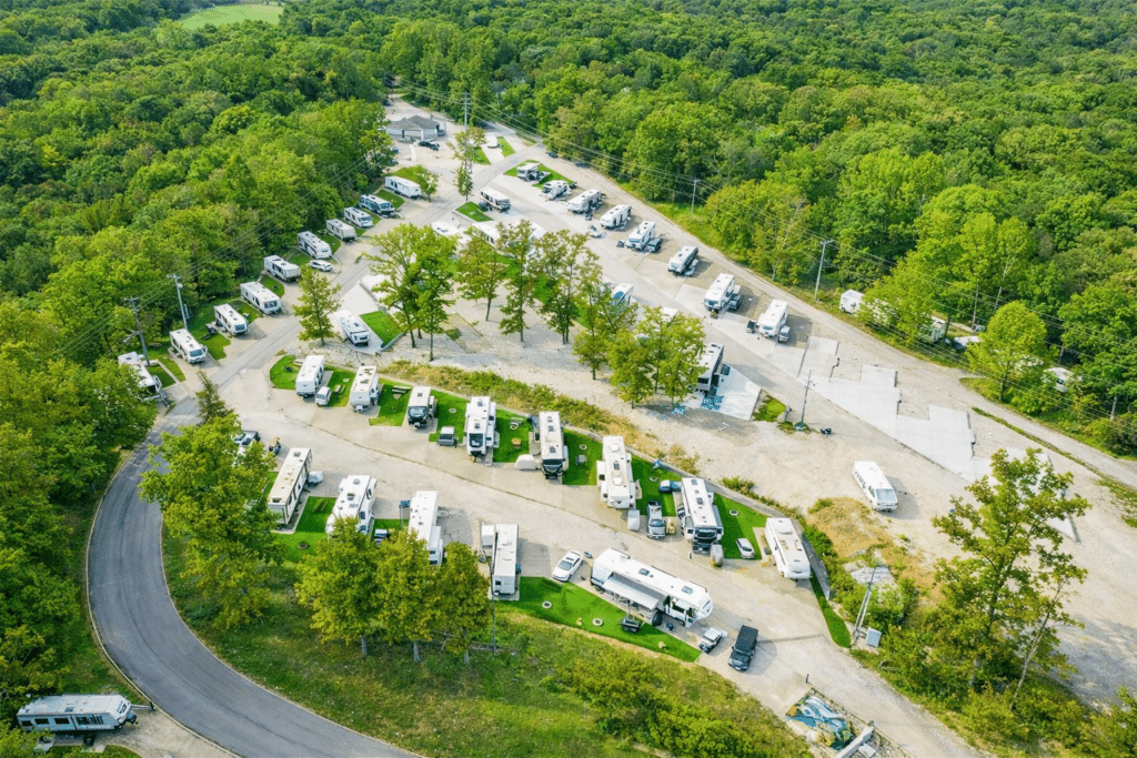 Arial view of the Riviera RV Resort in Sunrise Beach