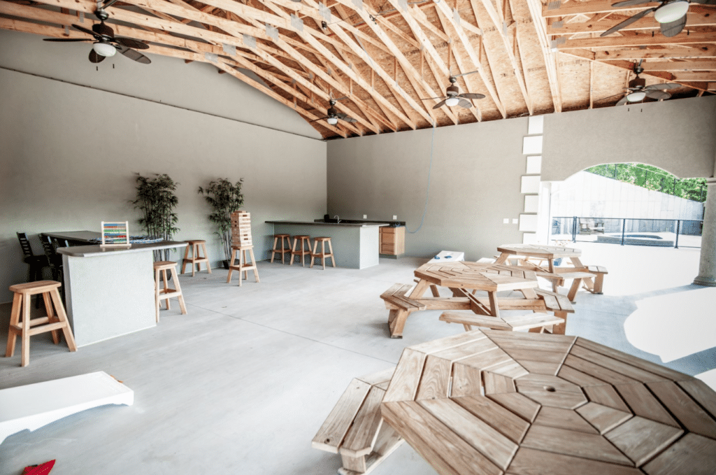 covered cabana with fans and place to relax with family