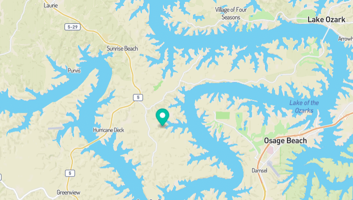 Positioned in Sunrise Beach at Lake of the Ozarks 
