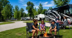 family enjoying their RV spot