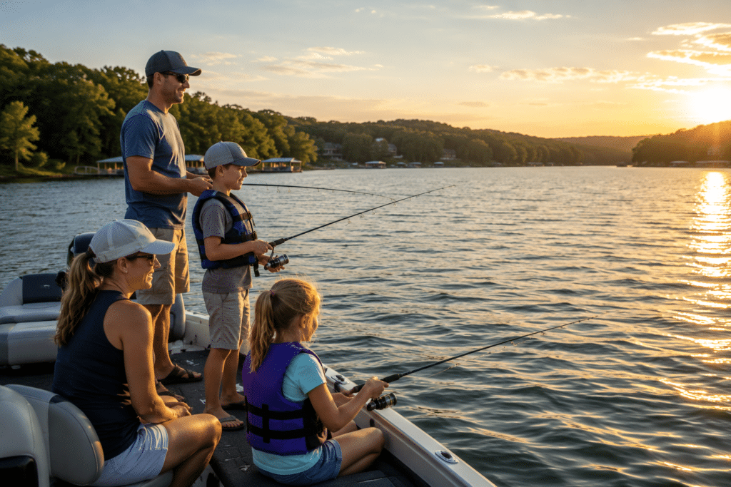enjoy fishing with the family on a quiet cove