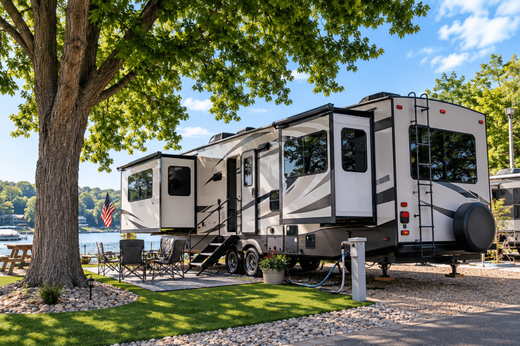 slide outs can give more space in the rv. Do not extend the slide outs without confirming that the RV is level first.