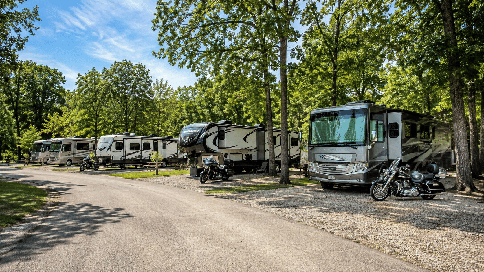 motorcycles are the easiest way to travel with your rv